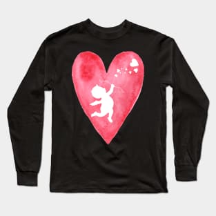 White cupid in red heart Long Sleeve T-Shirt